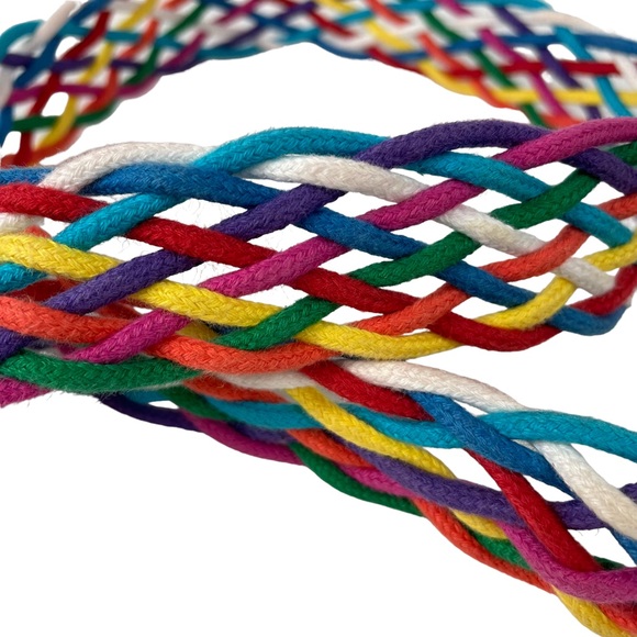 Vintage Rainbow Braided Pride USA Made Belt With Buckle Medium Large M/L LGBTQ+ - Picture 4 of 12